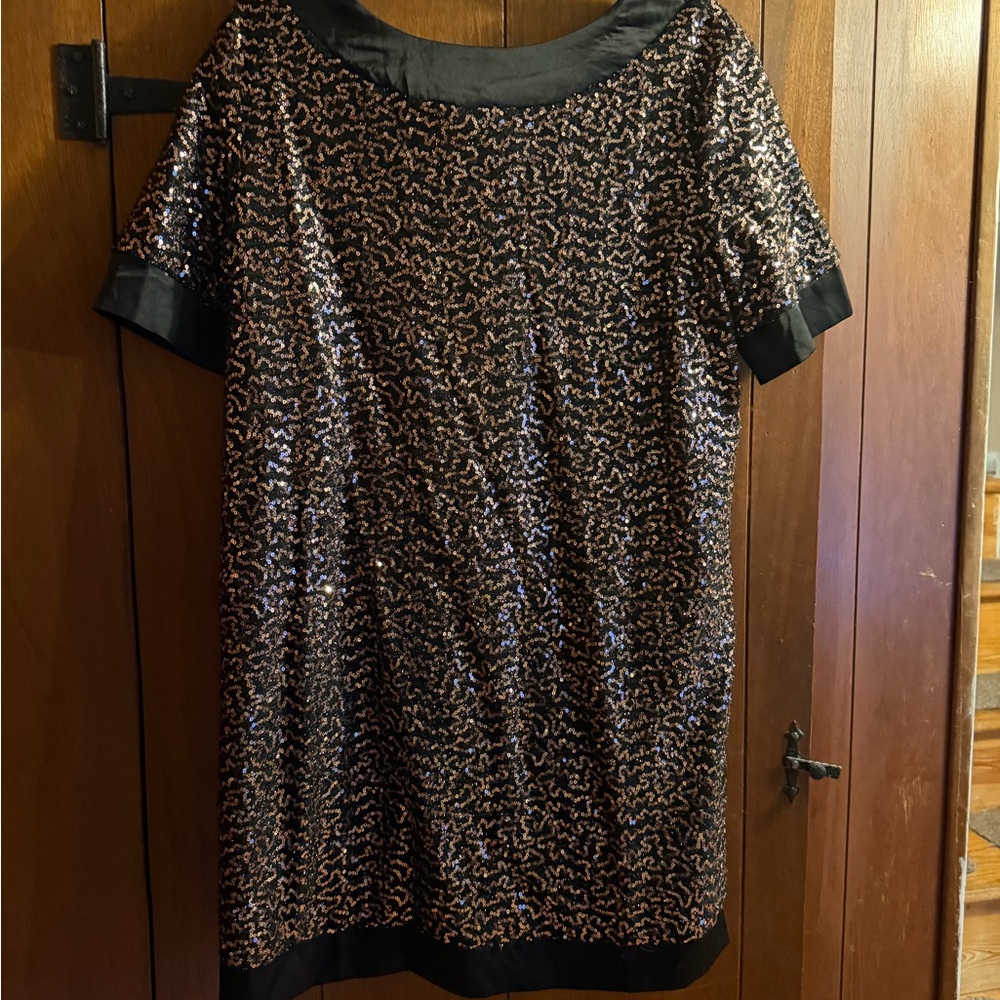 SHEIN Black and Gold Sequin Mini Dress